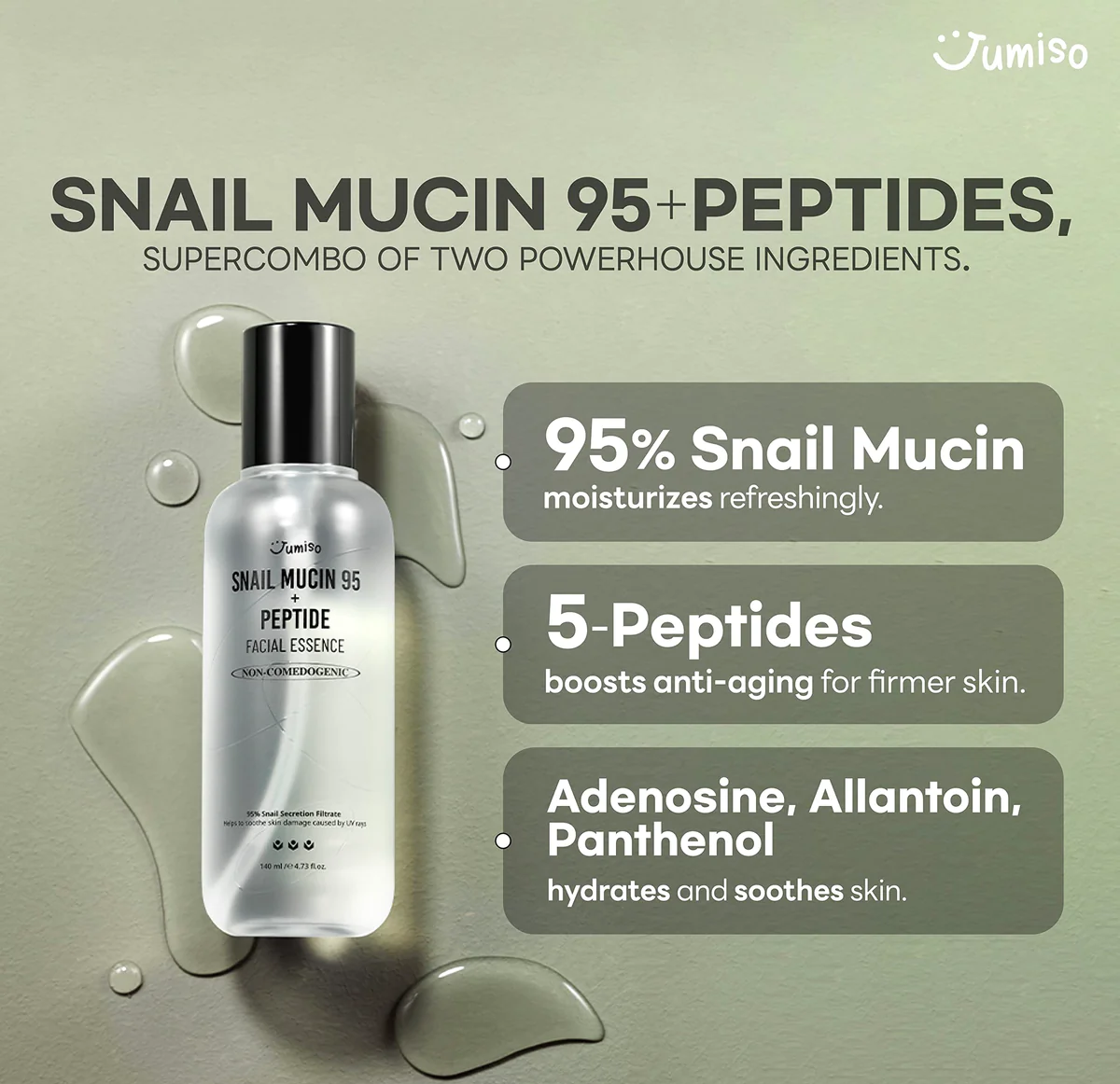 JUMISO - Snail Mucin 95 + Peptide Facial Essence 50ml.